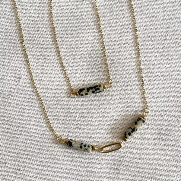 Bracelet jaspe dalmatien tube – Image 2