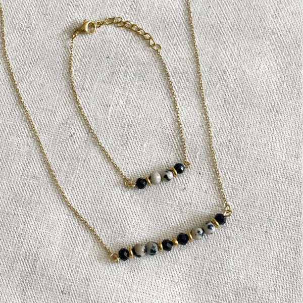 Collier jaspe dalmatien noir – Image 3