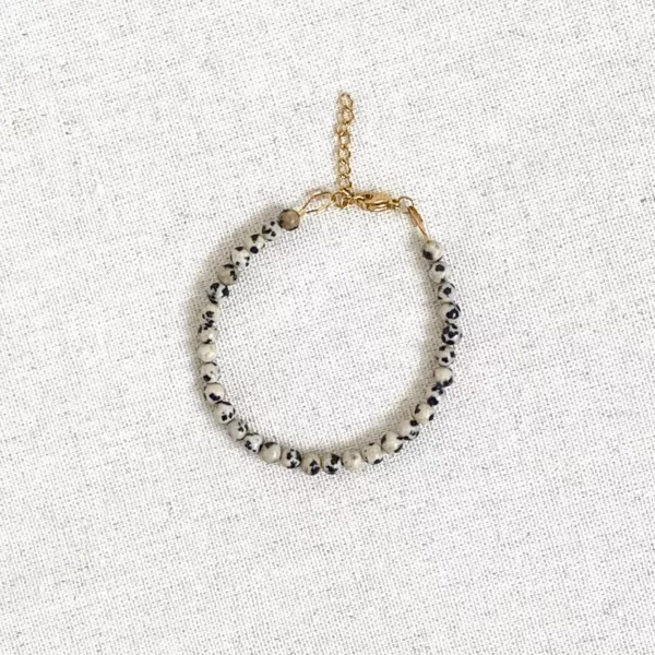 Bracelet jaspe dalmatien rond