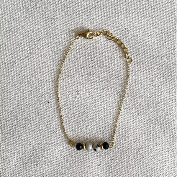 Bracelet jaspe dalmatien noir – Image 2