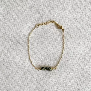 Bracelet jaspe dalmatien tube