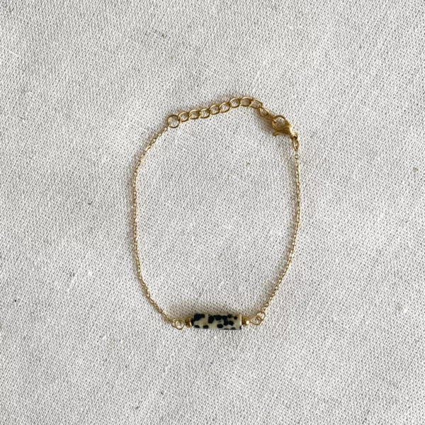 Bracelet jaspe dalmatien tube